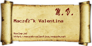 Maczák Valentina névjegykártya